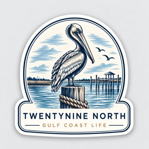 TwentyNine North Brown Pelican Gulf Coast Life sticker