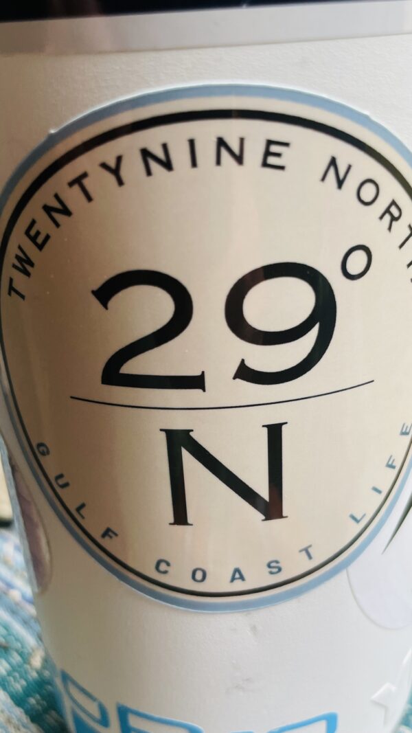 TwentyNine North 3-Inch Sticker on YETI Bottle TwentyNine North 3-inch Gulf Coast Life sticker on YETI bottle